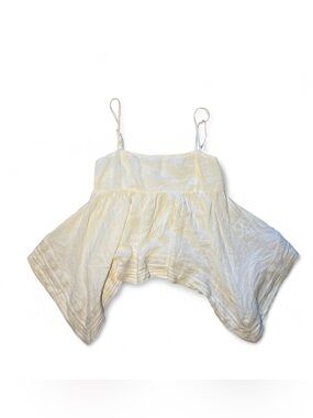 Princess Polly bohemian flowy cream crop top tank top floral trim size US 2🫧